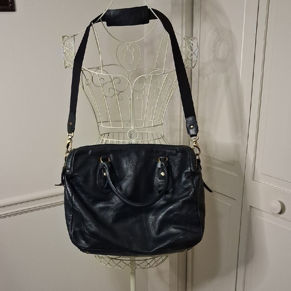 Margot Black Leather Travel Bag